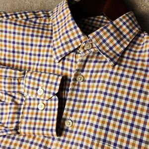 Scott Barber, Mens Gingham Button Down Shirt Long Sleeve Casual L
